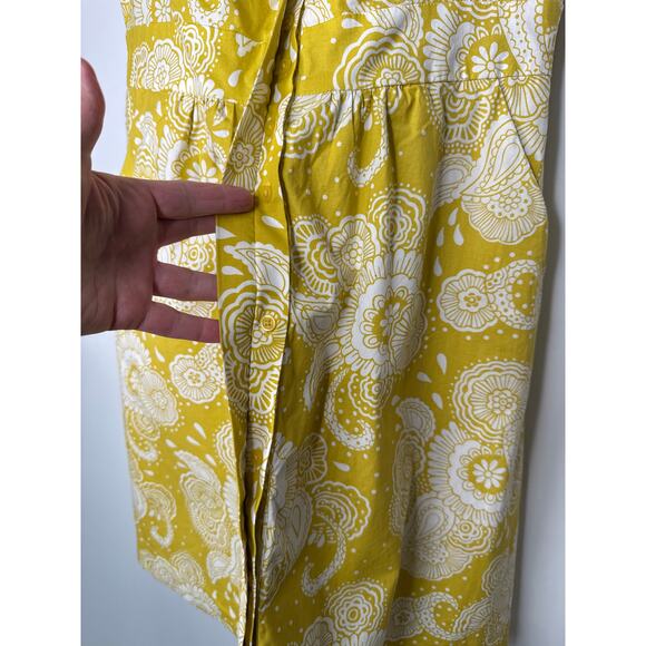 Boden Yellow Floral Paisley Cotton Fit & Flare sleeveless summer Dress Size 8P - Picture 14 of 16